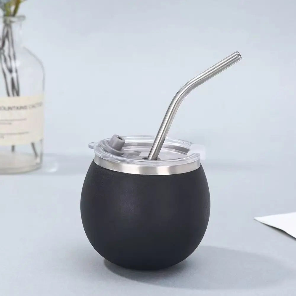 Mini Double Wall Argentine Yerba Mate Cup 5oz Stainless Steel Insulated Cups with Straw and Lid Tumbler Cup Outdoor