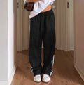 Women's Striped Pants Loose Elastic Waist Drawstring Straight Leg Casual Sweatpants with Pockets y2k Low Rise Baggy Trousers