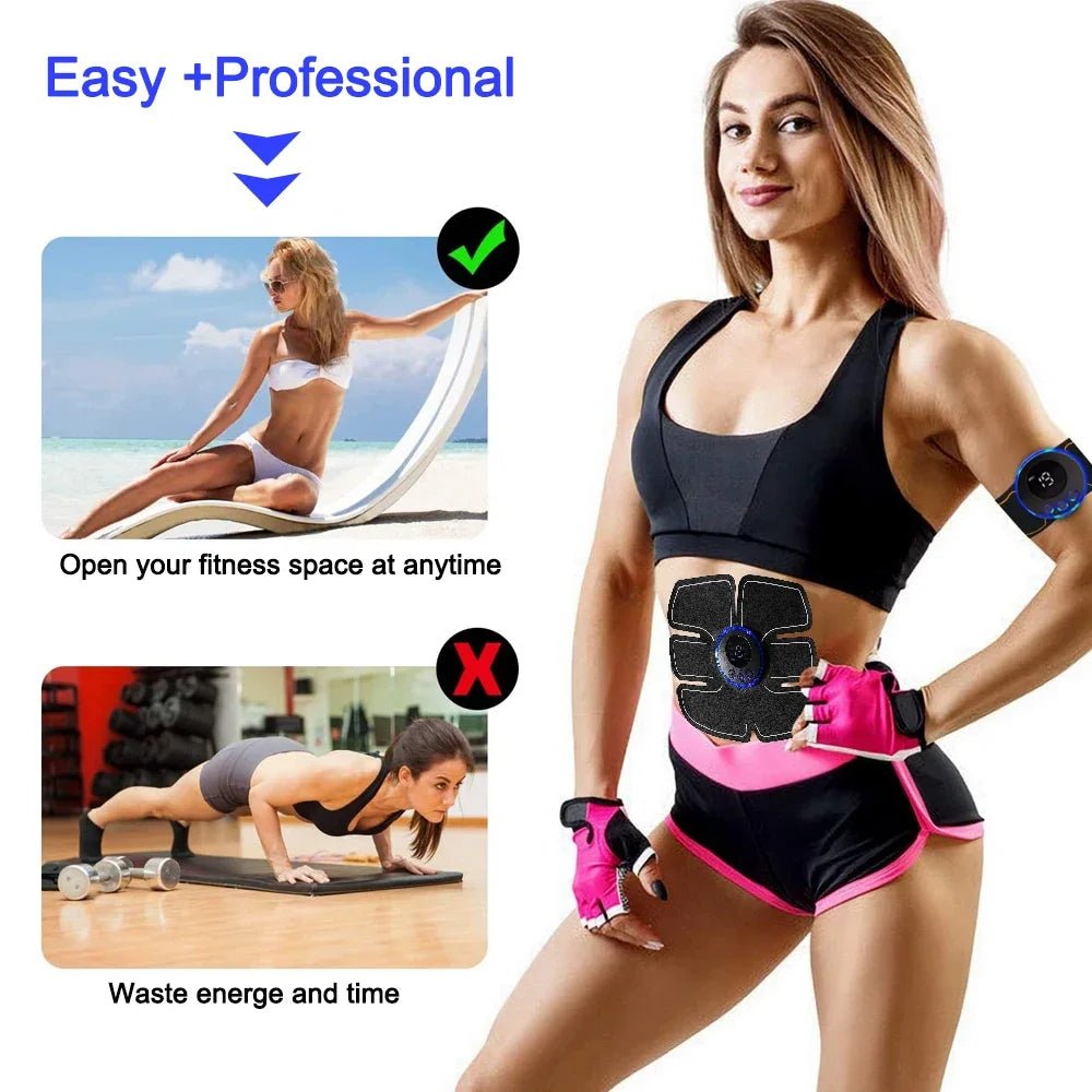 Smart Wireless EMS Muscle Stimulator USB Charged 19 Intensity Levels Abdomen Arm Leg Muscle Training Slimming Fitness Massager