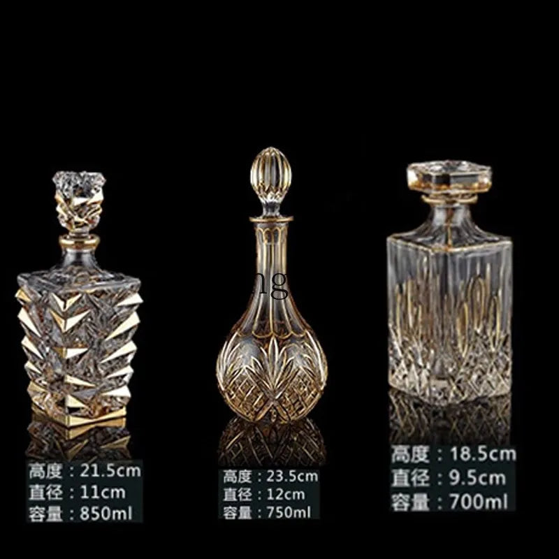 DSA crystal glass wine bottle gold-painted creative household whiskey bottle with lid white red wine decanter