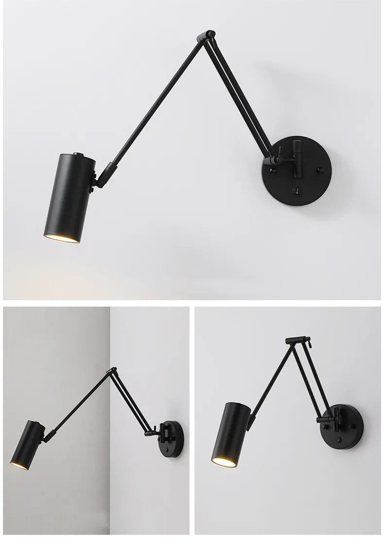 LED Wall Lamps Modern Adjustable Swing Long Arm Internal Touch Sensor Switch Household Bedside Lighting Decor Sconce Lights