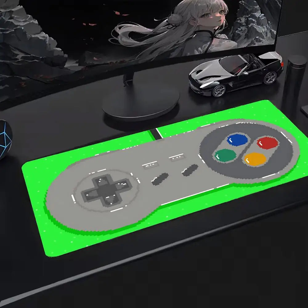 Super Retro Game Controller Mouse Pad Tapetes de Mesa Teclado, Borracha Kawai, Tapete de Mesa Antiderrapante, XXL90x40cm