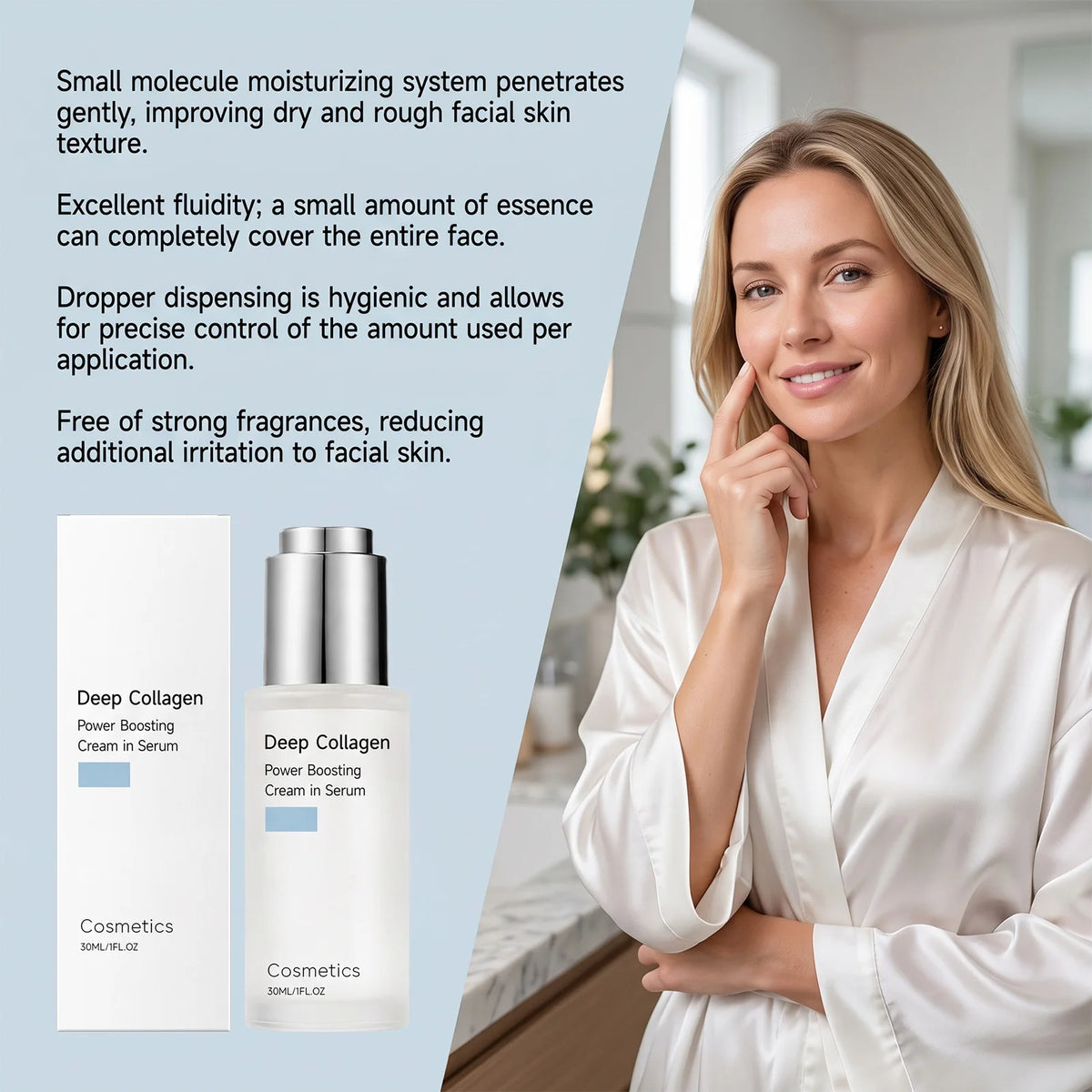 Deep Collagen Serum Lifting Facial Rejuvenation Enhanced Skin Elasticity Lightweight Gentle Pore Refining Facial Skin Care Serum