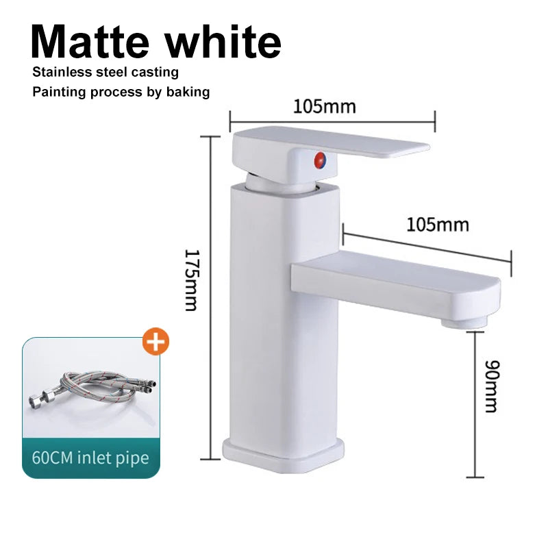 Stainless Steel Bathroom Faucet with Hot And Cold Water Outlet Valves Versatile Sink Faucet for Bathroom Cabinet And Basin