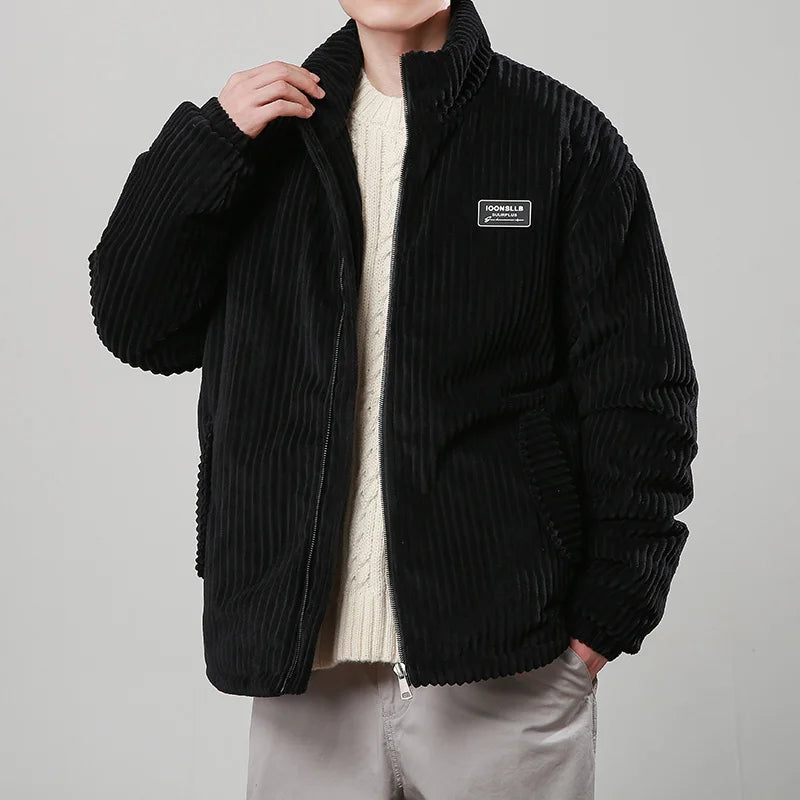 Autumn Winter Corduroy Men's Parkas High-end Design Quality Men's Jacket Handsome Trendy Brand Thick Couple Down Cotton Jacket