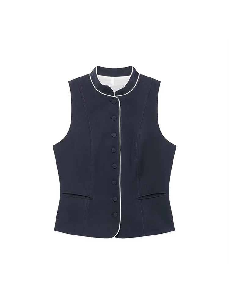 Summer Women's Suit Sleeveless Vest Top High Waist Wide Leg Pants 2026 New Fashion Short Vest Tops Long Pants 2-piece Set