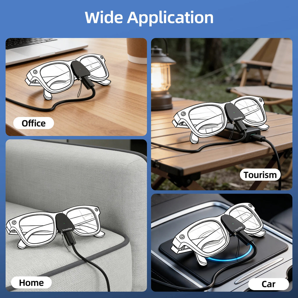 Charging Adapter for Ray-Ban Meta Glasses Gen 1&2 USB C Port P Charger Connector for Wayfarer,Headliner,Skyler&Oakley