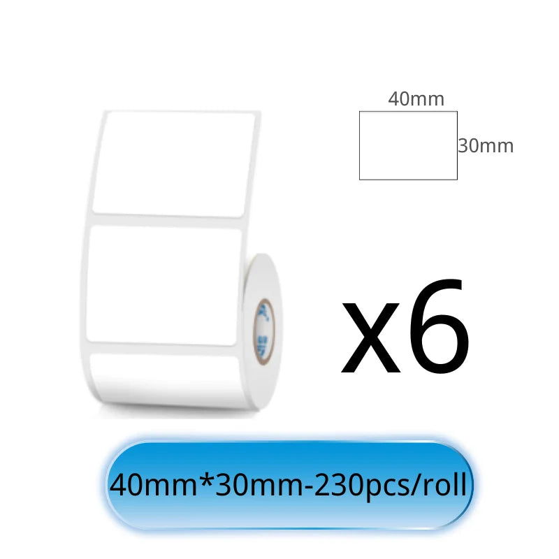 SINMARK White Sticker 3/6/10 Rolls Waterproof Paper Adhesive Label Anti-Oil Use for SK58/SK20/SK35 Mini Thermal Printer Tape