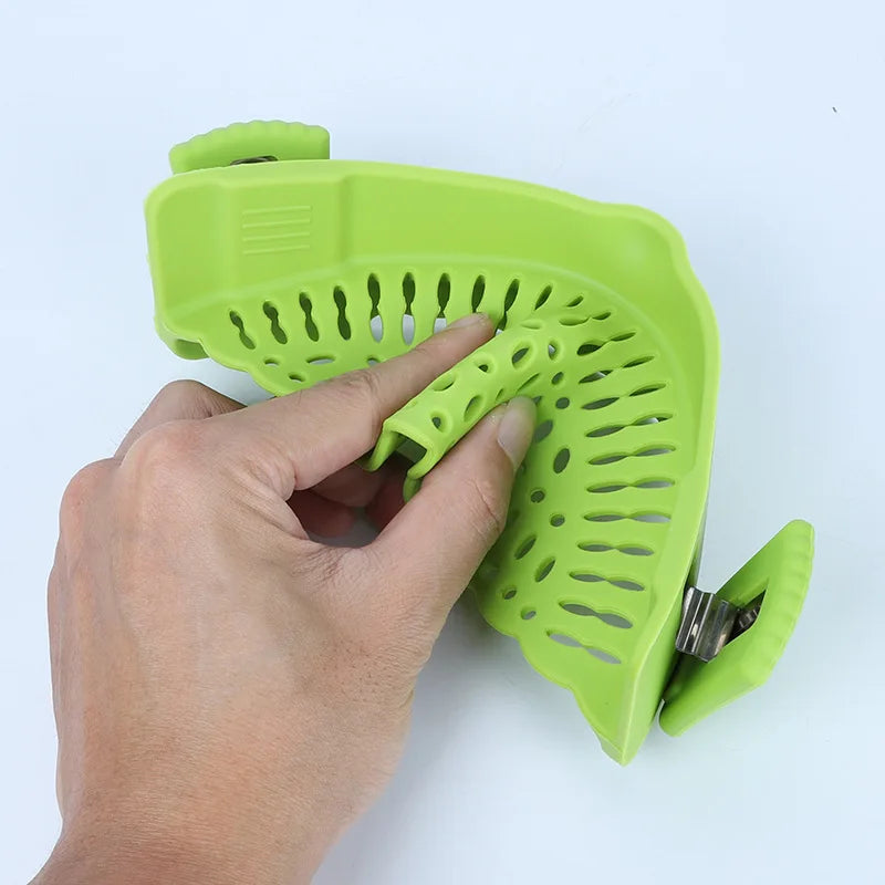 Silicone Strainer Clip-on Pan Pot Side Drainer Fruit Vegetable Noodle Drainage Filter Pour Baffle Colander Kitchen Gadgets
