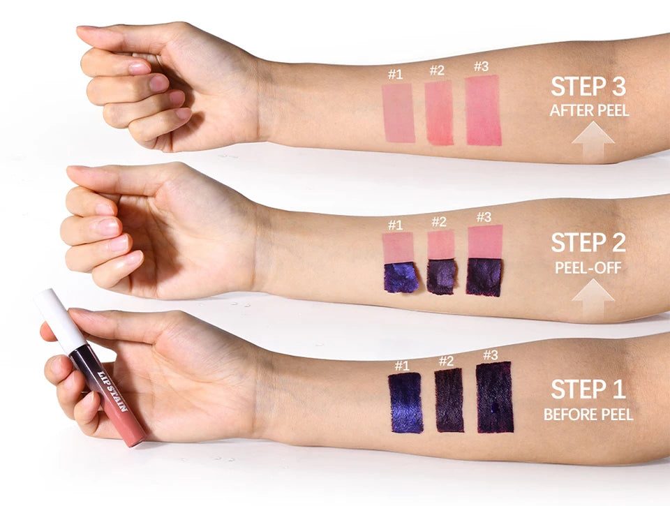 Blading Lip Gloss Peel and Stick Set Long-lasting Waterproof Pink Lip Gloss Transfer Resistant Natural Lip Cosmetics 3 Colors