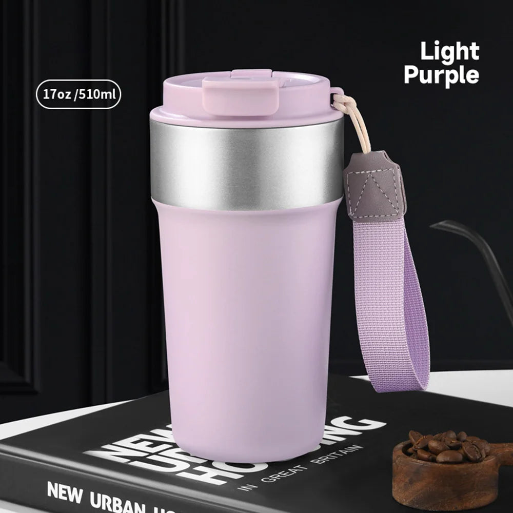 17oz/510ml Insulated Cup 304 Stainless Steel Thermos Coffee Cup Leak-Proof Water Cup with Lid Travel Mug Keep Hot Cold