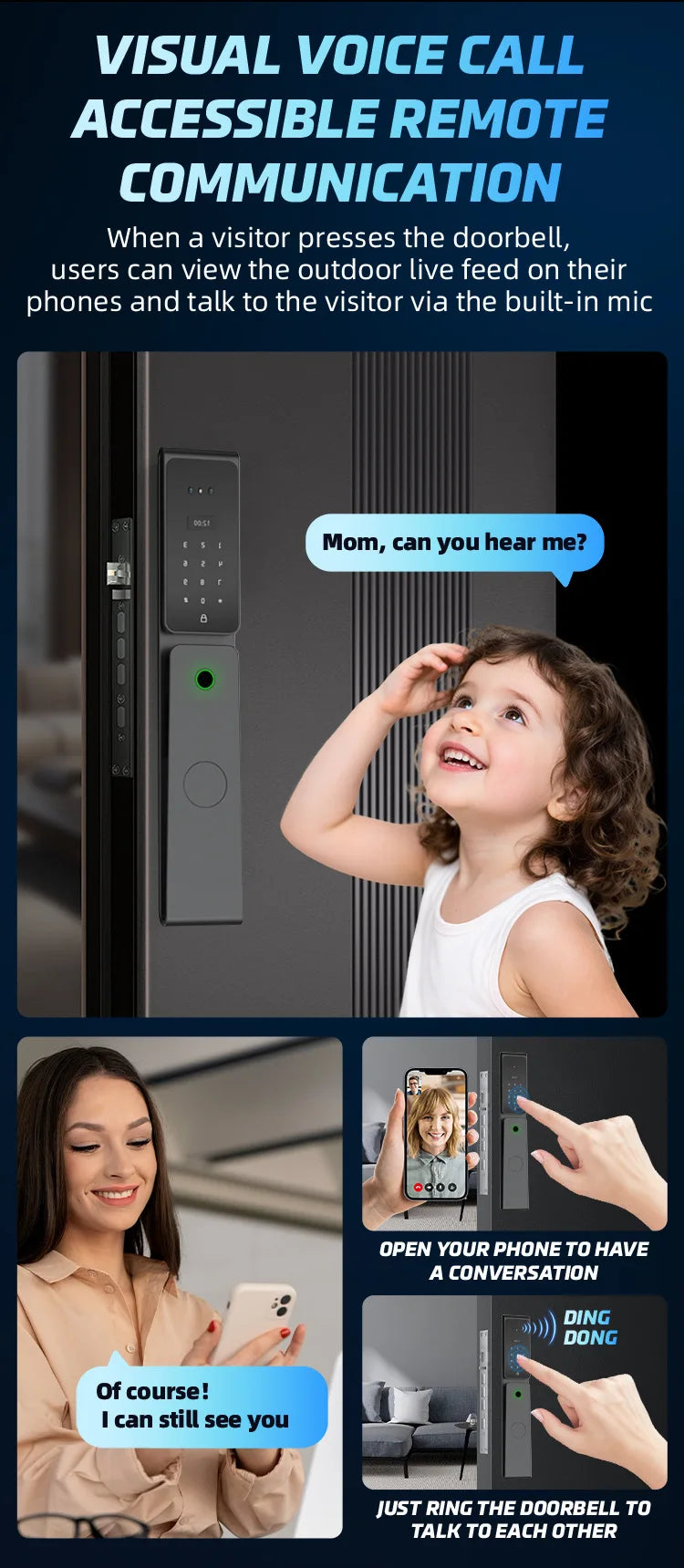 EGFirtor TUYA  APP Remote Control IC Card Electronic Smart Door Lock Waterproof  3D Face Password Fingerprint Keys Unlock Way