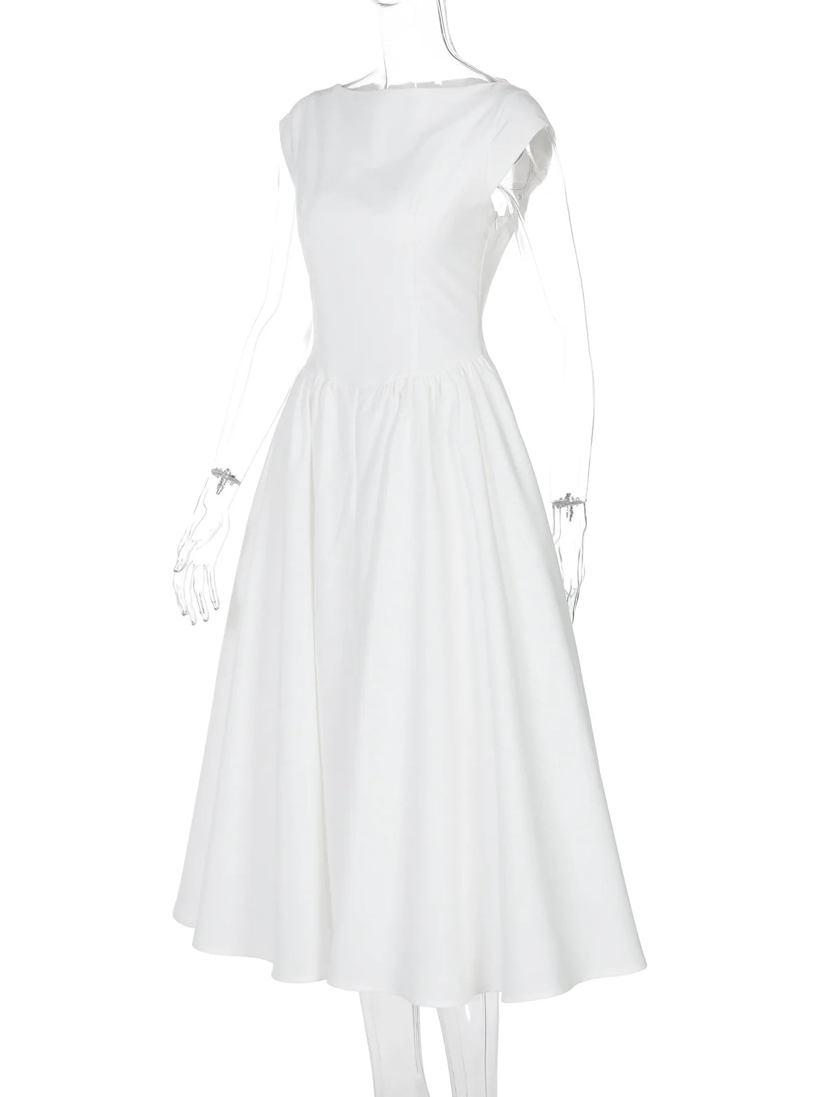 Elegant Socialite Solid Color Sleeveless Long Dresses Simple All-match Backless Temperament A-line Dress Fashion Commuting Style