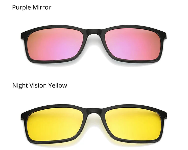 Ralferty Polarized Sunglasses Men Women 5 In 1 Magnetic Clip On Glasses TR90 Optical Prescription Eyeglass Frames Magnet Clips