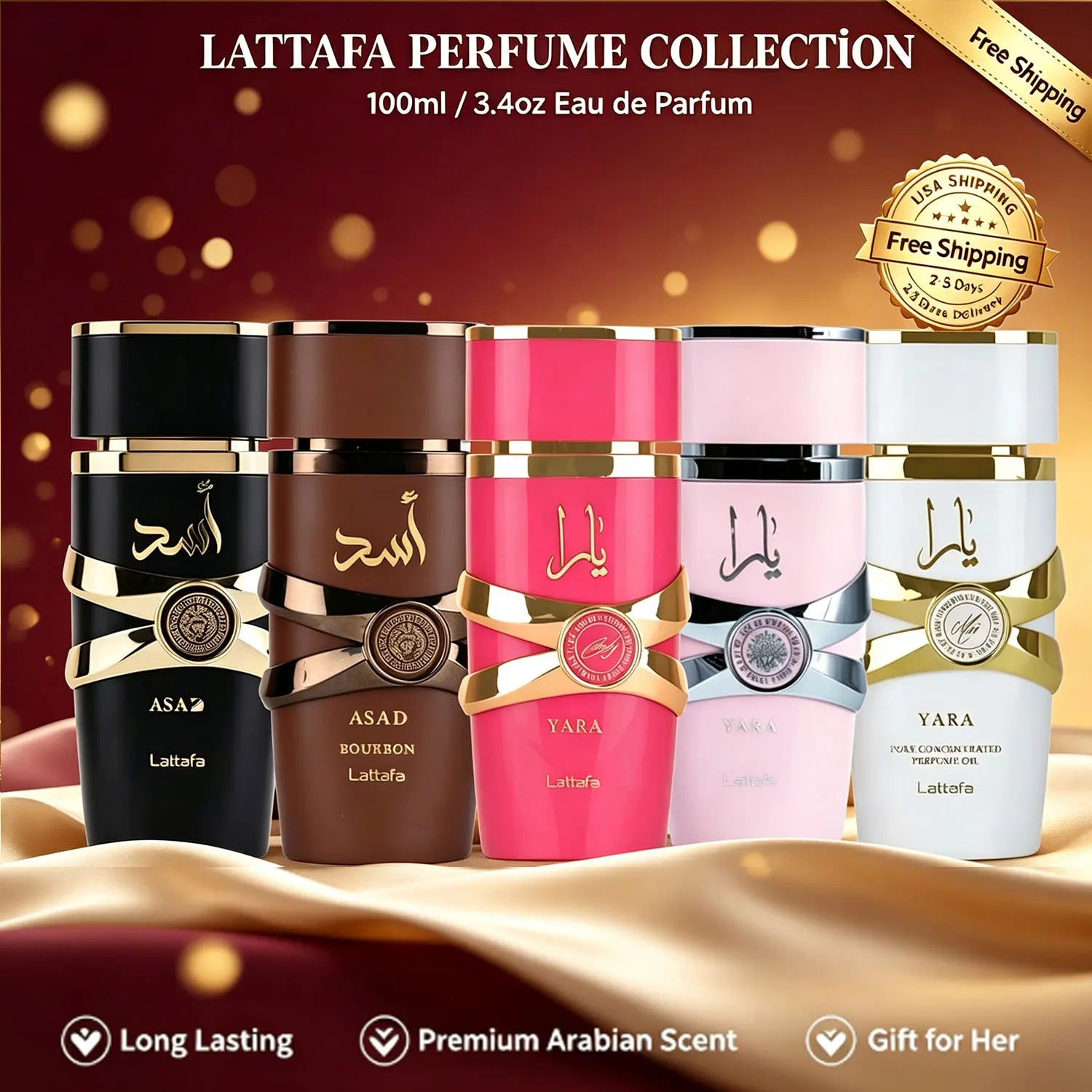 Lattafa Yara Eau De Parfum for Women Mens 100ml 3.4oz Long Lasting Fragrance Vanilla Gourmand Fruity Floral Arabian Perfume Gift for Unisex