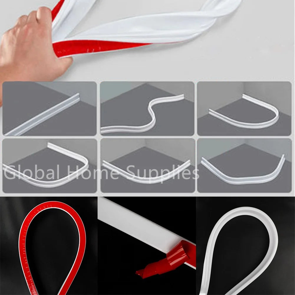 0.5-6M Bathroom Water Stopper Silicone Retaining Strip Water Shower Dam Flood Barrier Dry And Wet Separation Blocker