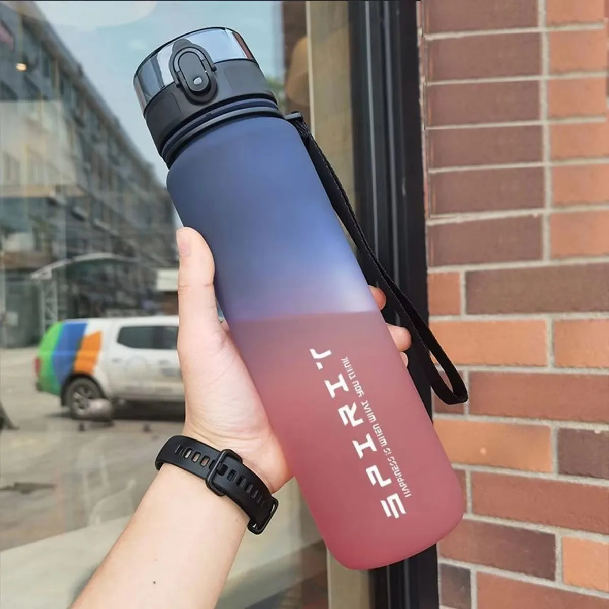 600ml/750ml/1000ml Large Capacity Sports Water Bottle Gradient Color Plastic Cup Drink Items Outdoor Beach Travel Portable Gym