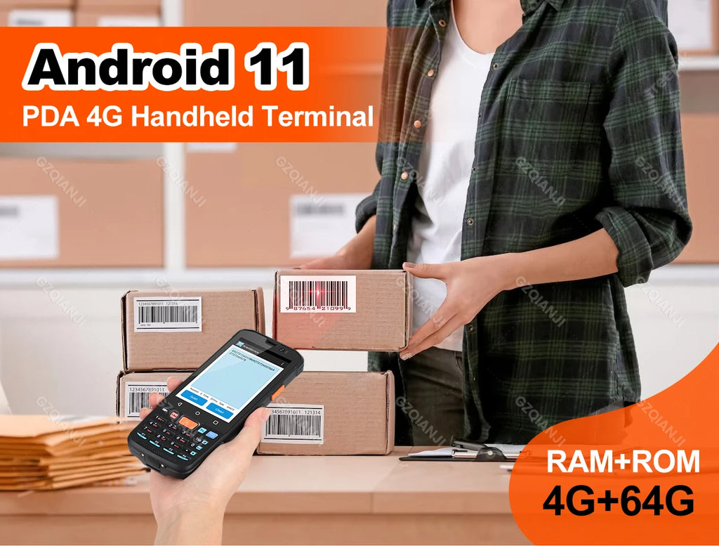 4GB+64GB Android 11 Handheld Terminal Iindustrial PDA 1D 2D QR Barcode Scanner Reader 4G WiFi NFC POS Data Collector