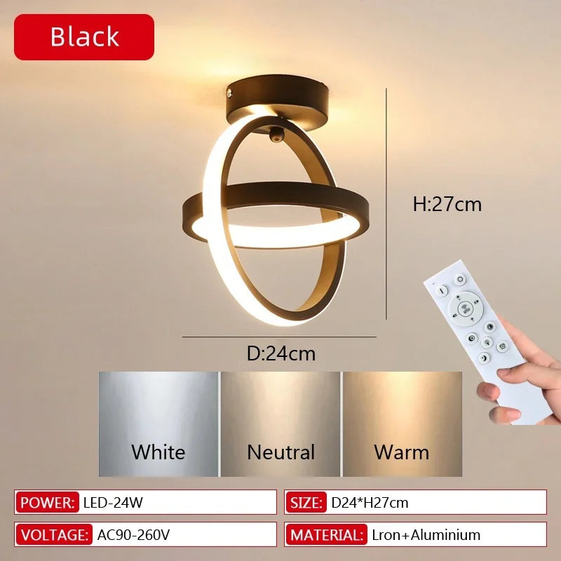 Modern LED Aisle Ceiling Light 2 Ring Creative Dimmable Living Room Ceiling Lamp Hallway Entrance Balcony Office Indoor Lighting