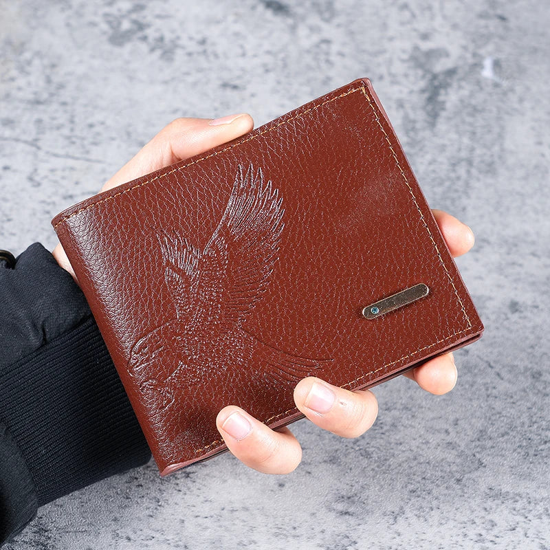 Short men's wallet thin 2024 new high-value eagle pattern student youth soft leather coin purse card package