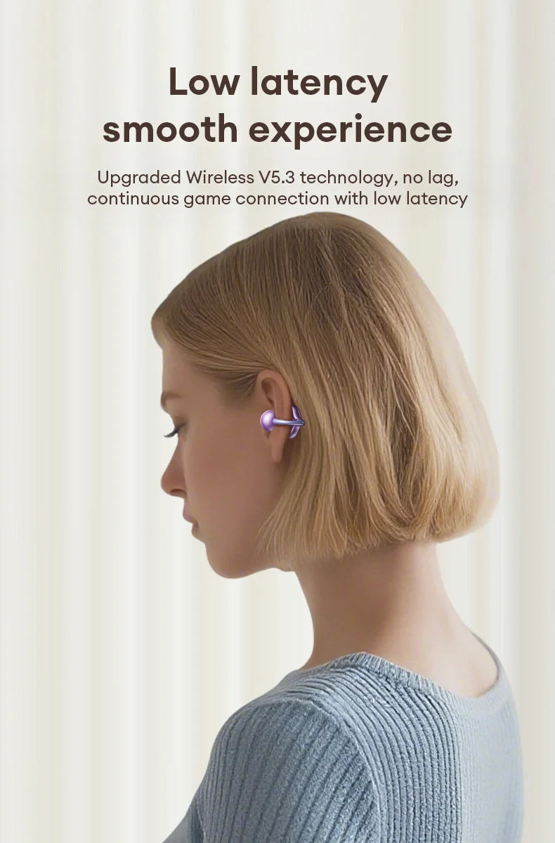 Choice AOC ACD2544 Wireless Bluetooth Earphones Ear Clip Earbuds Surround Stereo Sound Low Latency Music Gaming Clear Calls