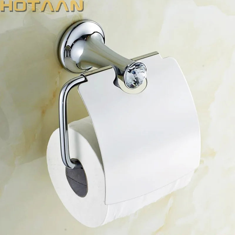 Bathroom Chrome Paper Holder With Crystal Wall Paper Roll Rack Hangs Paper Towel Holder Archaize Waterproof Toilet Paper  Holder