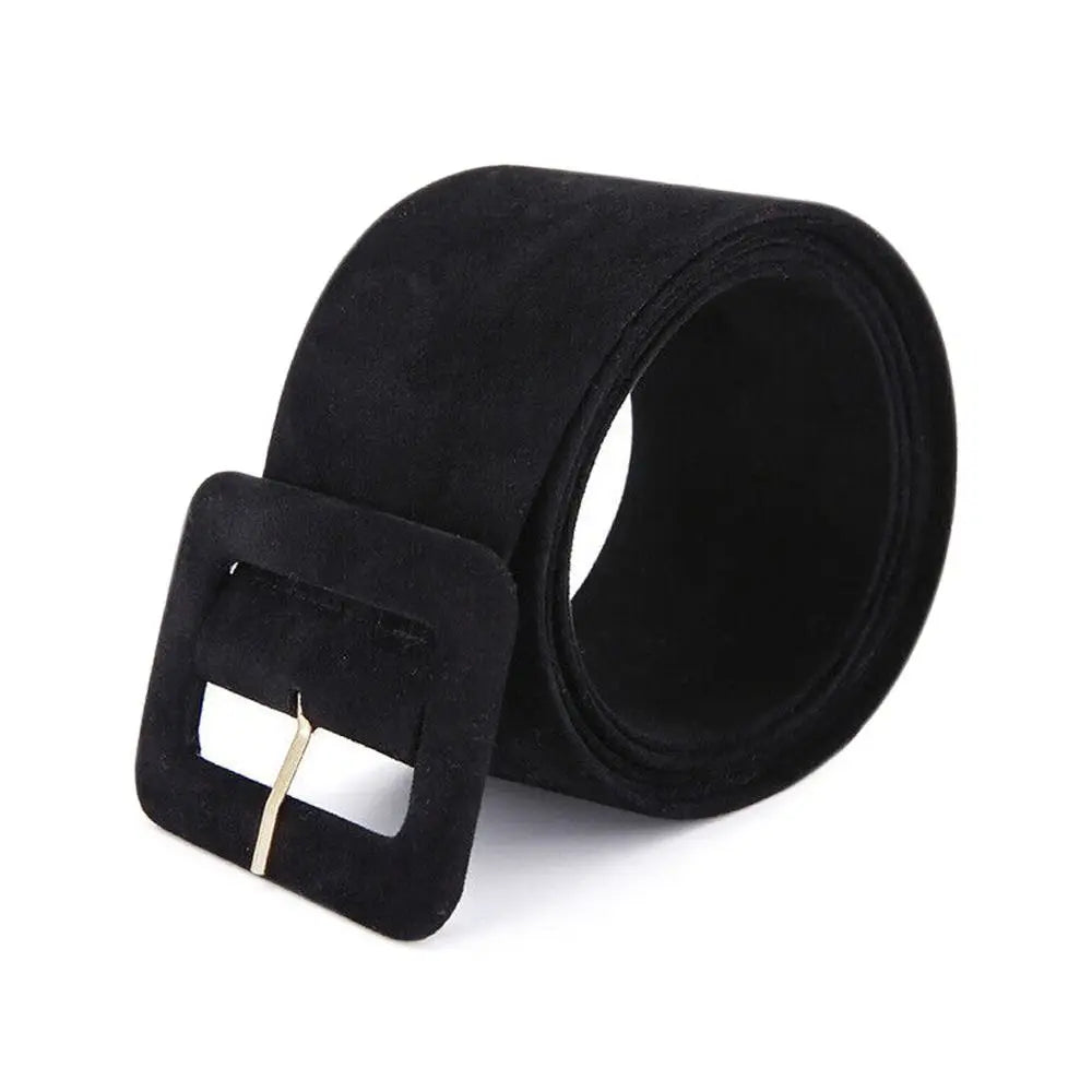 Fashion Women Velvet Belts Jeans Retro Wild Waistbands Strap Square Pin Buckles Belts