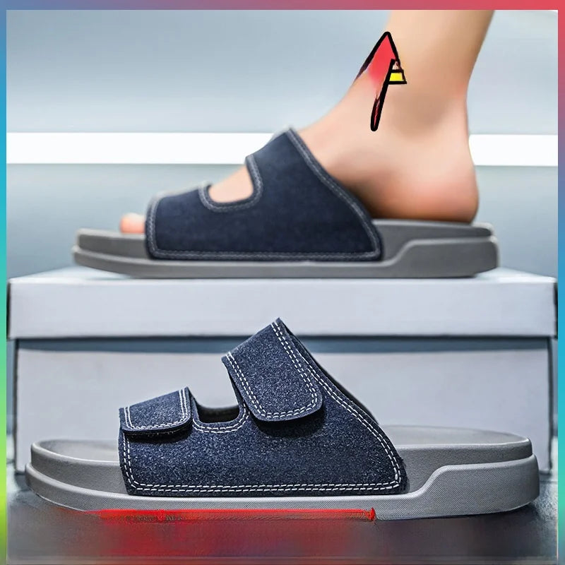 Birkent Men's Sandals Summer 2026 Outdoor Sports Beach Flat Slippers Thick Bottom Anti-slip Wear-resistant Casual Slip-ons