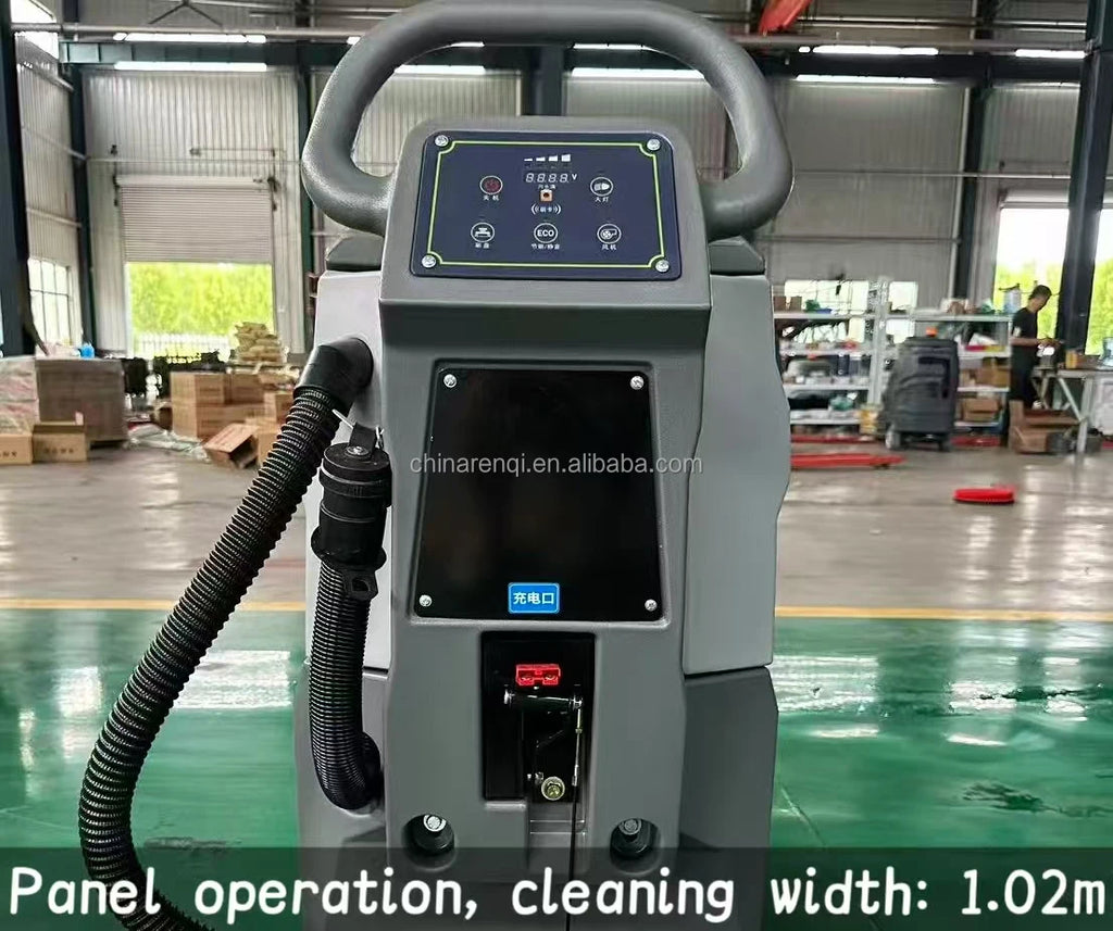 Battery Powered Floor Scrubber, Electric Walk Behind Washer for Tile and Concrete, Efficient Cleaning Machine