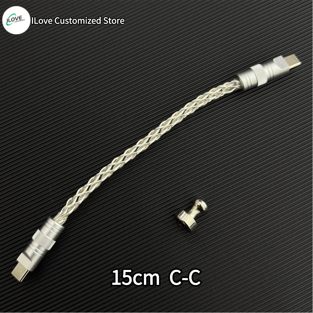15cm C-C/USB-C Single Crystal Copper Keyboard Cable Supports 8K Magnetic Controllable Lights for HMlab Hub