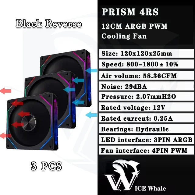 LDPCSJ Prism 4RS 120mm ARGB PC Case Fan with Infinity Mirror Design Motherboard Sync 4PIN PWM CPU Cooler Ventilador