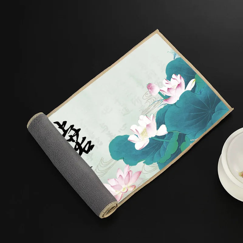 Thickening 17*35cm Tea Towel Deerskin Soft Velvet Trinidad Coloured Drawing Or Pattern Retro Table Tea Cup Mat Absorbent Cloth