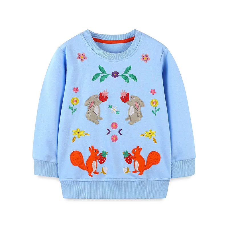 Little maven 2026 Baby Girls Clothes Spring and Autumn Sweatshirt with Lovely Animal Children Casual Tops for Kids 2-7 year