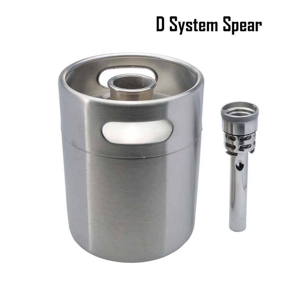 Mini Keg 5L/128OZ with Type S/D Spear Single Wall Portable Works Craft Beverage Kombucha Nitro Coffee Seltzer