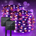 45.93ft 120LED Halloween Purple Orange LED Solar Fairy Lights Outdoor Waterproof Hanging Garden Light Fence Terrace Porch Decor