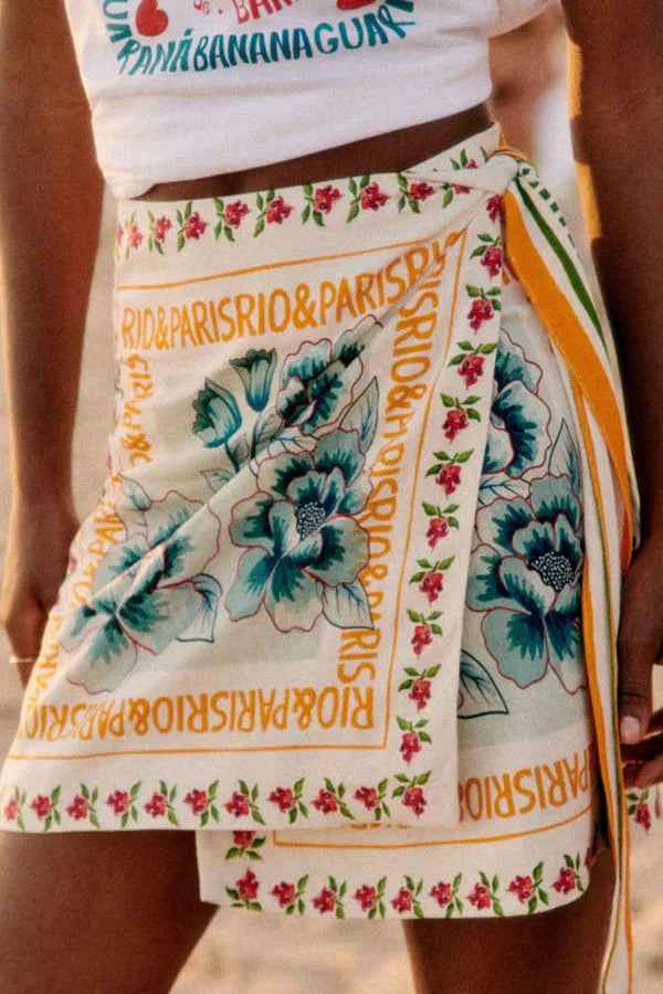 Summer New Fashion Women's Vintage Short Skirts Printed Retro Vacation Style Covering Casual Sexy Elegant Half Skirt Clothing