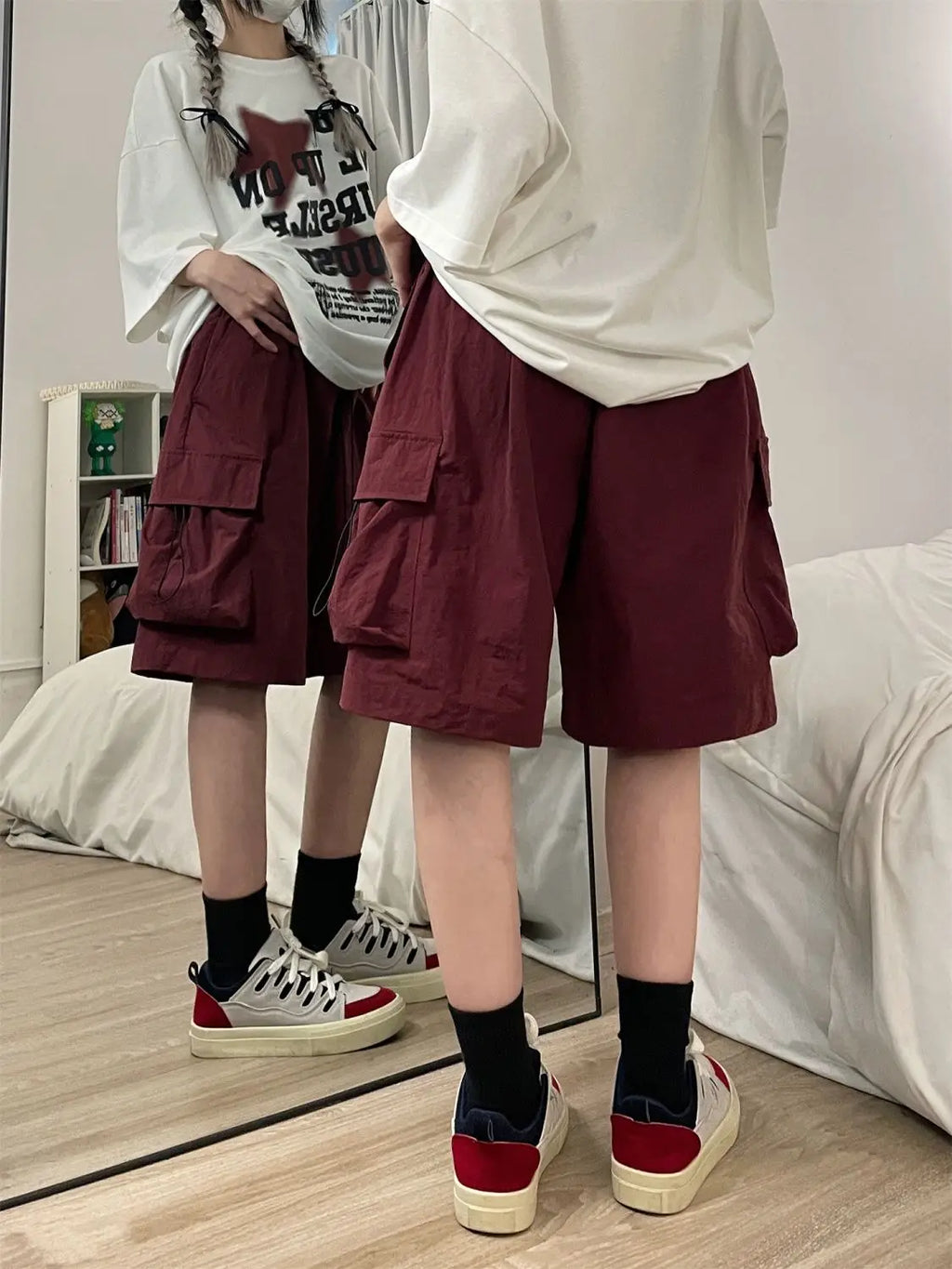 Women High Waist Cargo Shorts American Style Streetwear Summer Wide Leg Pants Fashion Female Big Pocket Loose Shorts