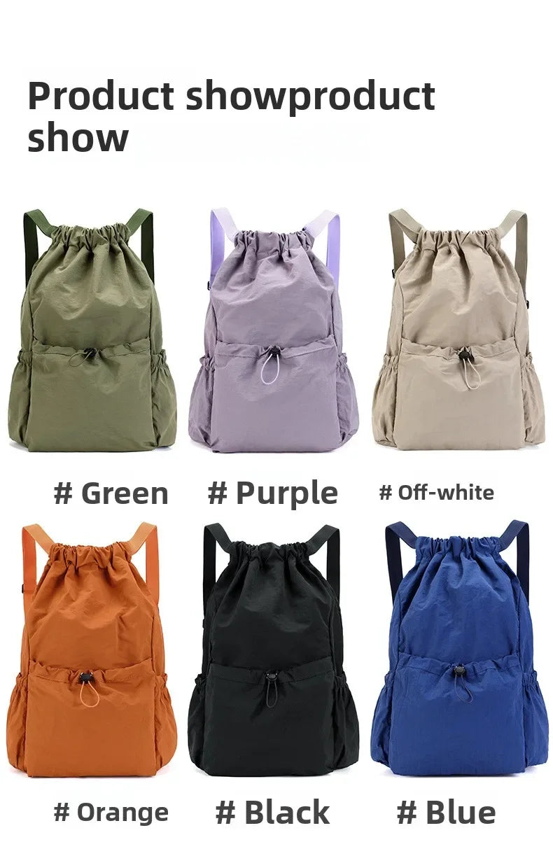Fashionable Lightweight Drawstring Backpack: Large-Capacity Waterproof Sports Bag for School, Books, Outdoor Activities, Travel