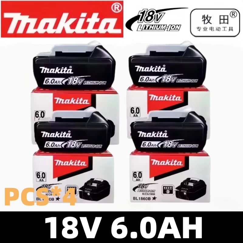Original Makita 18V 6.0Ah Rechargeable Battery ,For Makita BL1830 BL1830B BL1840 Power Tools Battery+electric drill+charger