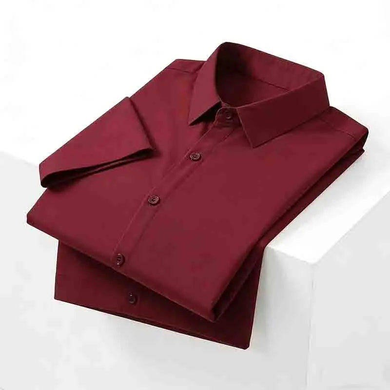Casual Light Blue Short Sleeve Button Up Shirt for Men Versatile Collared Dress Shirt for Spring & Summer