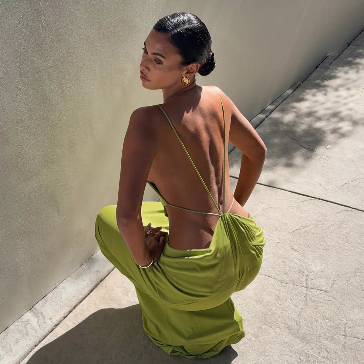 Women Sexy Soilid Hollow-out Maxi Dress Fashion Sleeveless Backless Pleated Slim Female Dresses Summer 2026 Party Evening Robe