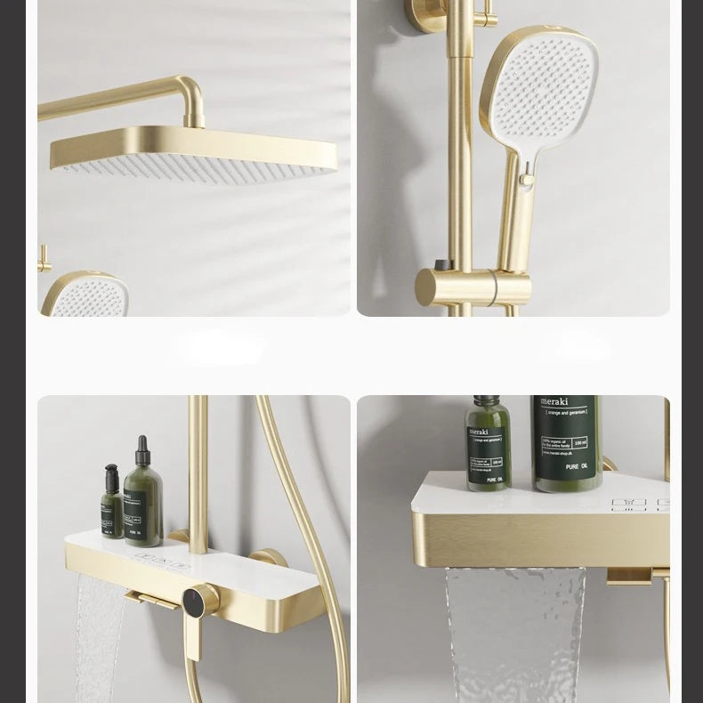Newly Hot Cold Piano Bathroom Shower Set Quality Brass Bathroom Faucet Accessories Rain Shower Head Piano Bath Shower System