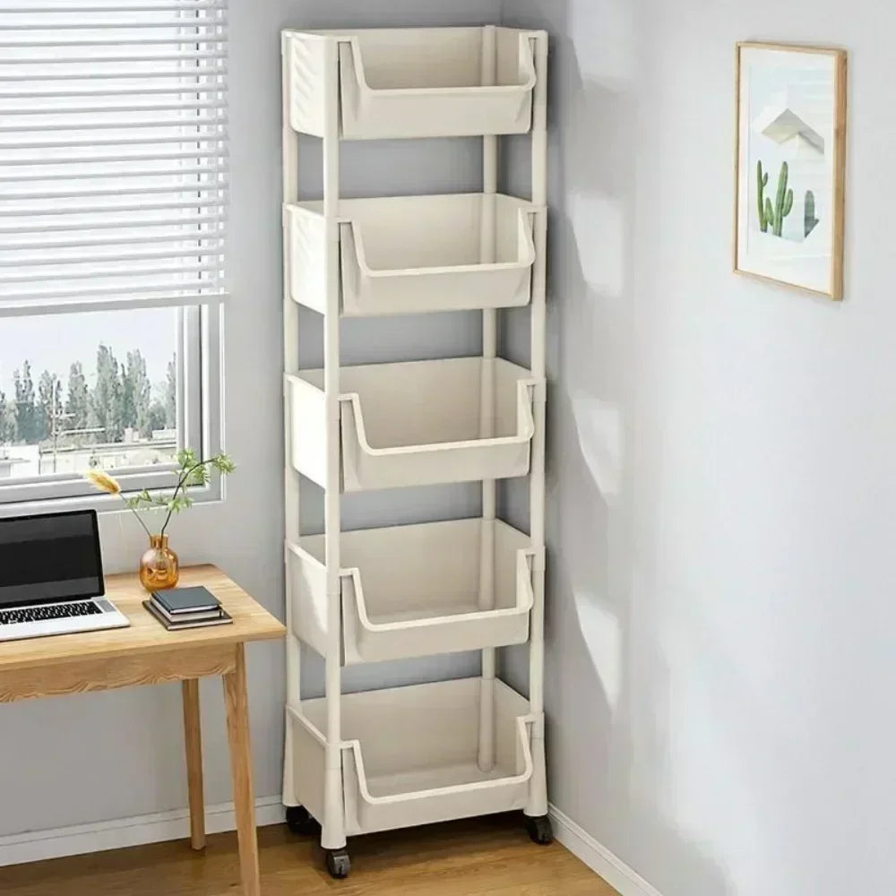 Trolley Bookshelf Kitchen Storage Rack Kitchen Corner Narrow Slit Storage Living Room Cabinet Bathroom Home Organizer Gifts