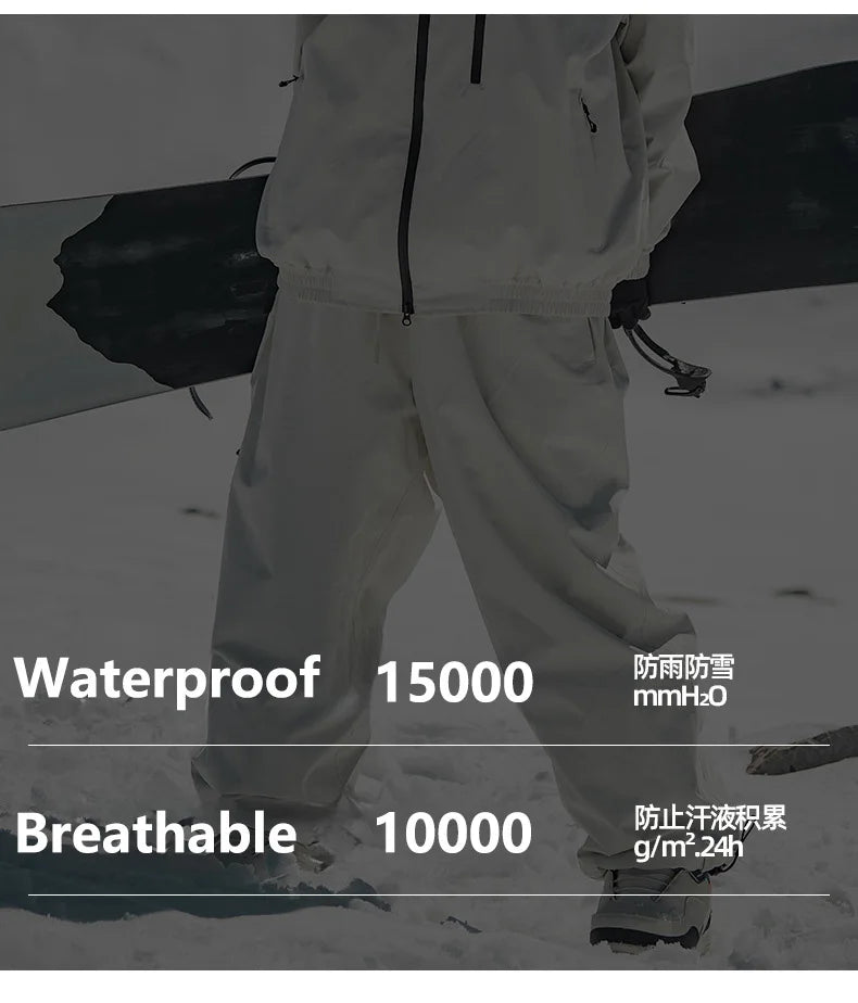 Gsou Snow 2025 Unisex Color-Block Ski Suit Loose Fit Snowboard Waterproof Windproof Breathable Professional Winter Outdoor Wear