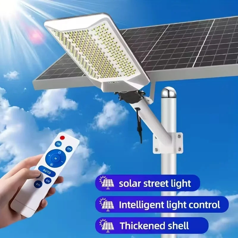 Solar Outdoor Street Lights 6500W 15000/6000mAh Dusk To Dawn IP65 Waterproof Lamp with Remote for Garden Patio Security