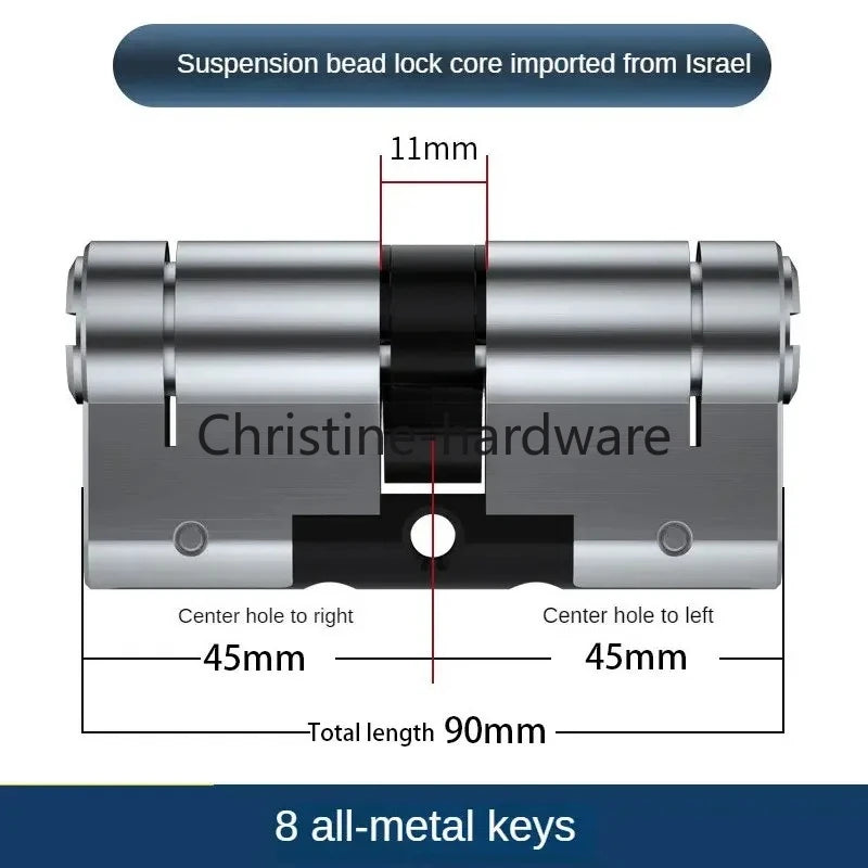65-130MM High Quality European Standard Lock Cylinder,Super C-Level Anti-Theft Door Lock Cylinder,Household Copper Lock 8 Keys