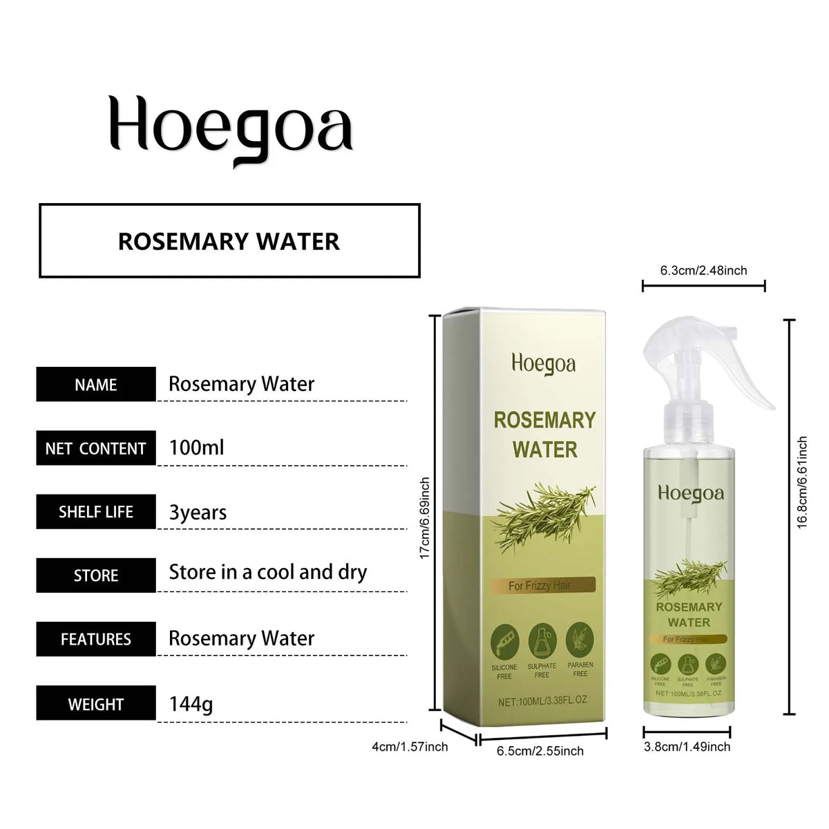 Rosemary Hair Care Spray Mint Tea Tree Extract Oil Control Refreshing Non Greasy Scalp Nourishing Smooth Shine Hydrating Hair Mist