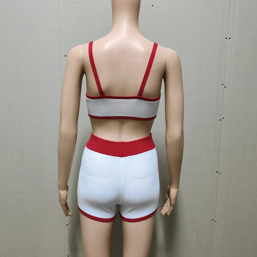 Summer Contrast Knit Outfits Halter Top And Short Trousers Sets Female Beach Holiday Sexy Casual Tracksuit Y2k Women Sets 2026