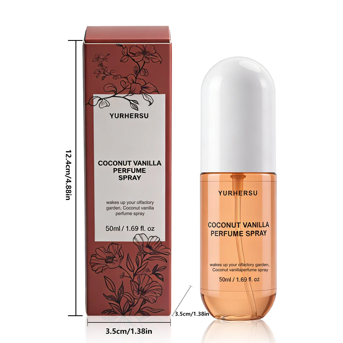 Vanilla Coconut Perfume Spray For Women Long Lasting Gourmand Fragrance Mist Unisex Body Spray Deodorant 50ml