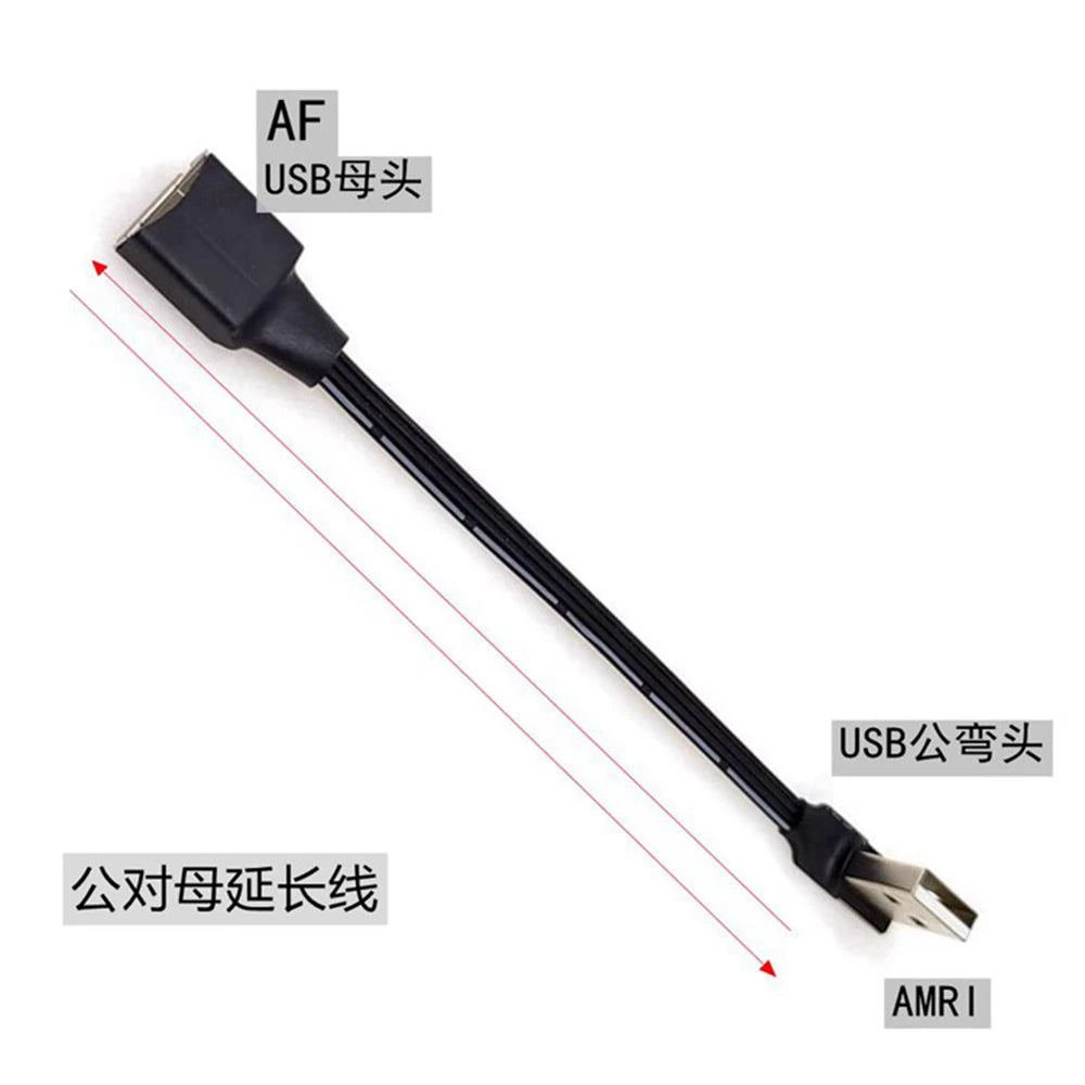 USB male to female extension cable elbow 90 degree right angle soft silicone flat cable USB2.0 elbow charging data cable
